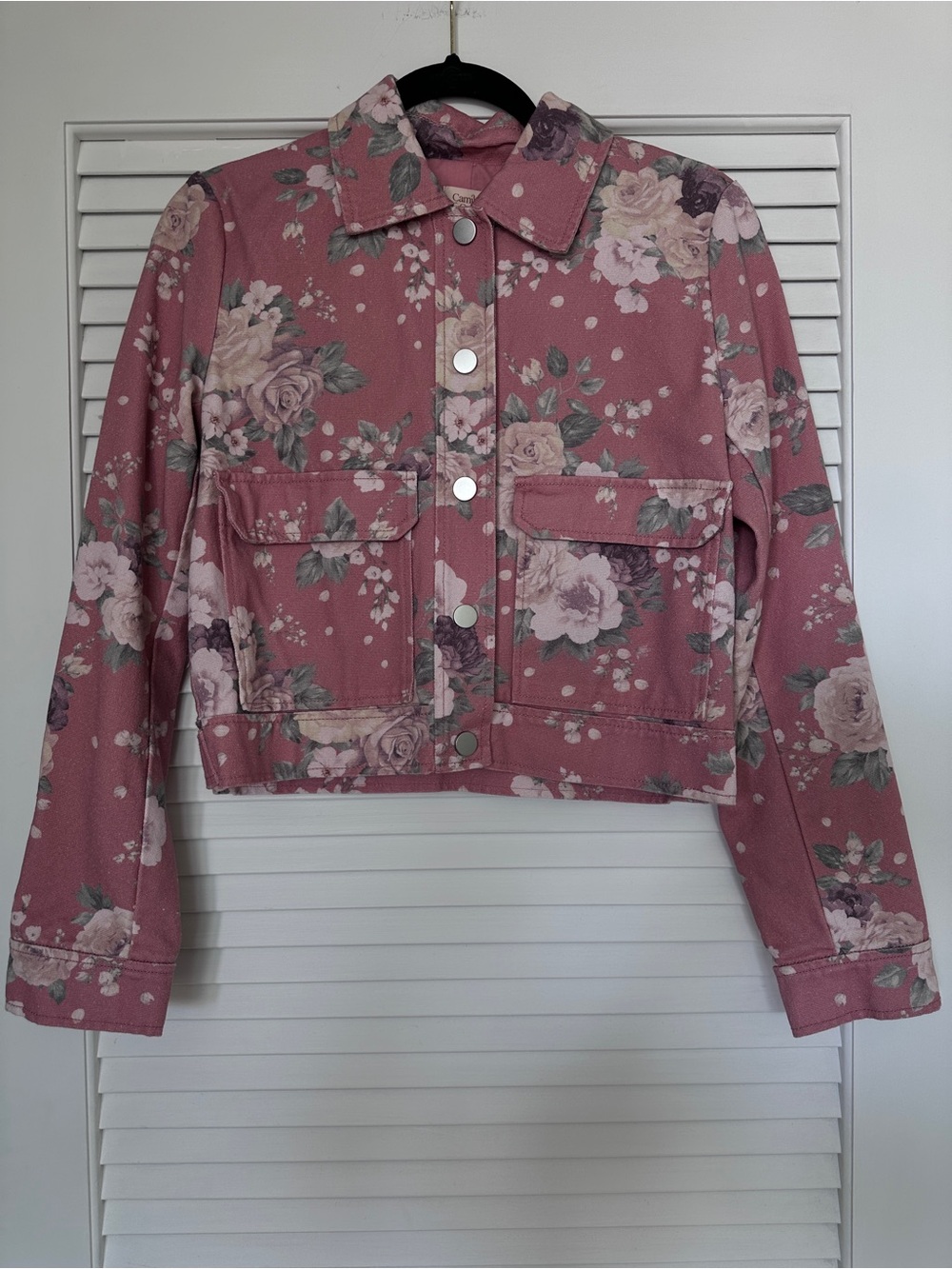 NWT Camila Coelho Floral Cropped Utility Jacket Pink Rose Size 2